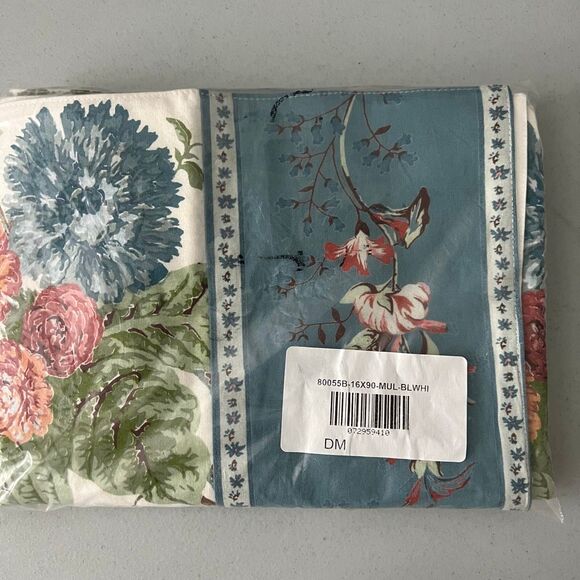 The Company Store Aster 16x90 Blue/White Fall Floral Table Runner New - Picture 2 of 10